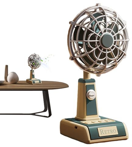 Desk Fan, USB Rechargeable Quiet Cooling Device, Portable Vintage Personal Fan with 3 Speeds, Powerful Airflow for Home, Office, Outdoor, Travel, School, 9.29x4.02x3.27 inches