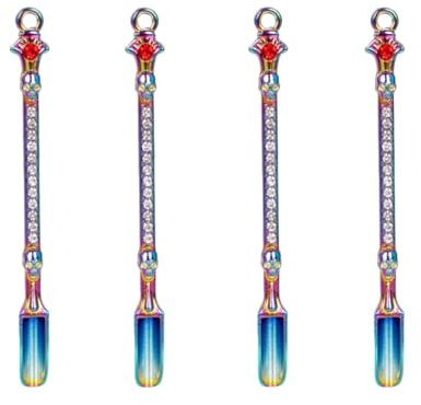 4 Pcs Mini Shovel Medicine Spoon Snuff Spoon Pendants Necklace Loop for Filling Salt Spices (4Pcs Color)