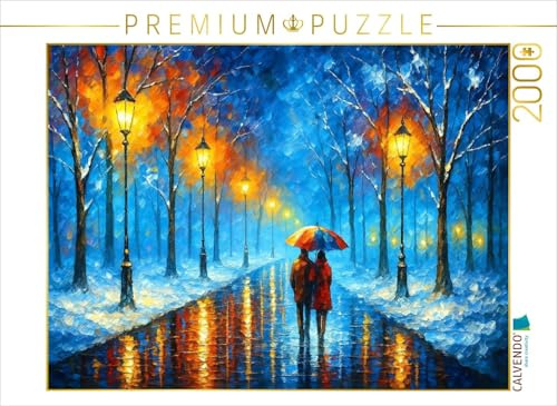 CALVENDO Puzzle Schnee im Park mit Laternen | 2000 Teile Lege-Größe 90 x 67 cm Foto-Puzzle für glückliche Stunden