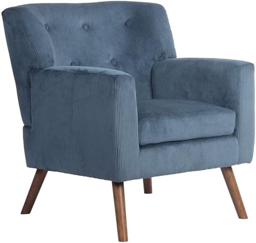 CLP Sessel Kioni mit Cordbezug, Polstersessel mit Armlehnen, Ohrensessel bis 150 kg, Relaxsessel, Fernsehsessel, Wohnzimmer, Farbe:blau