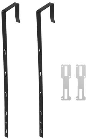 PRETYZOOM 2Pcs Over Door Mirror Hooks - Adjustable 5-Hook Rack for Clothes Organization 13.7 Inch Heavy Duty Brackets for Home Use Black