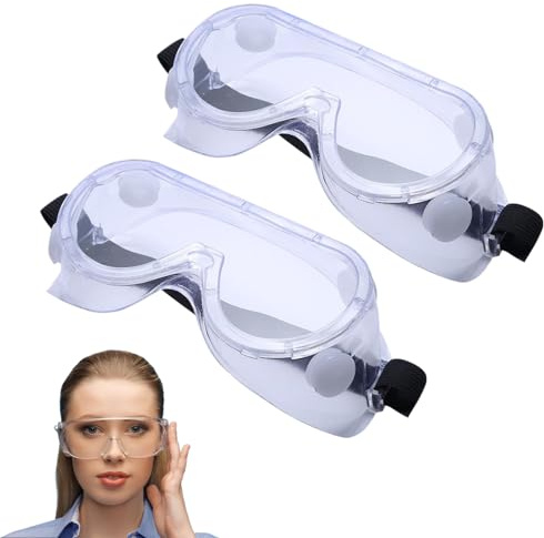 Doukesh Antibeschlag Schutzbrille für Brillenträger Arbeitsschutzbrille Sicherheitsbrille Schutzbrillen Staubdicht Staubschutzbrille Labor Schutzbrille Kratzfest 2 Stück