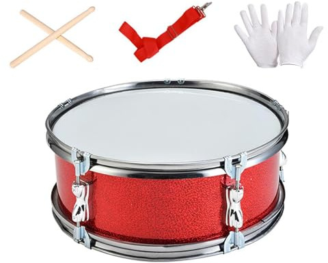harayaa 11 Snare Drum, Musikinstrument mit Handschuhen, Schlaginstrument Musiktrommel für Mädchen Anfänger Geschenke, Rot