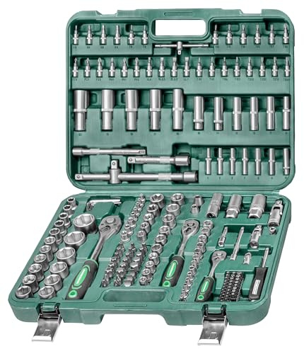 Brüder Mannesmann Steckschlüsselsatz 179-tlg. – Profi-Set aus Chrom-Vanadium-Stahl mit Ratschen, Stecknüssen, Bits & Zubehör, für Werkstatt & Heimwerker, im robusten Koffer. | M98455