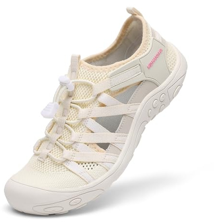 Mishansha Sandales de Trekking Femme Respirantes et Antidérapantes, Sandales de Randonnée Confortables et Fermées, Beige 38 EU