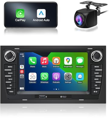 Autoradio für Audi A4 B6 B7 S4 RS4 / Seat Exeo 08–12 mit Wireless CarPlay | 7 Audi A4 B6 S4 RS4 (2002-2008) / Seat Exeo (2008–2012) Android Auto Radio mit GPS Bluetooth WiFi USB CANbus Rückfahrkamera