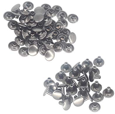Trimming Shop 100 X 6MM Zwei Stücke Doppel Kappe Tubular Nieten für Leder Handwerk und Bekleidung Reparatur - Rotguss schwarz, 6mm