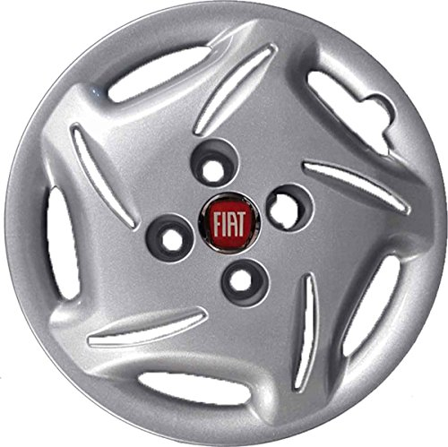 SERIE 4 COPRICERCHI COPPE RUOTA 13 SEICENTO LOGO ROSSO NON ORIGINALI 9350