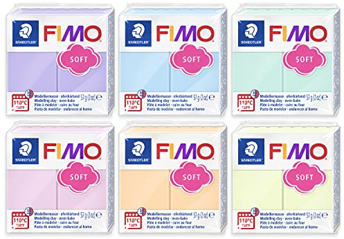 Fimo Effect Polymer-Modelliermasse, ofenhärtend, 57 g, Set mit 6 Stück, Pastell-Finish