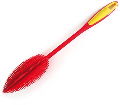 Kochblume Flaschenbürste 36cm | Premium-Silikon & BPA frei| Hitzbeständig | Spülmaschinenfest | Für Trinkflaschen, Thermoskannen & Gläser | Farbe: rot