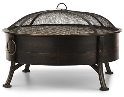 Blumfeldt 2-in-1 Feuerschale - Feuerschale für den Garten mit Edelstahl-Grillrost, Feuerschalen FireView Concept, Funkenschutz, Trageringe, Schürhaken & Grillrost, Stil: Catania, schwarz