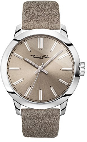 THOMAS SABO Unisex Erwachsene Analog Mechanik Uhr mit Leder Armband WA0313-273-214-46