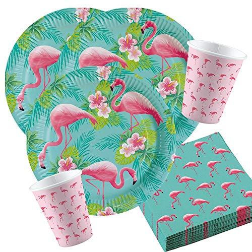 Unbekannt 36-teiliges Party-Set Flamingo Paradise - Teller Becher Servietten für 8 Personen