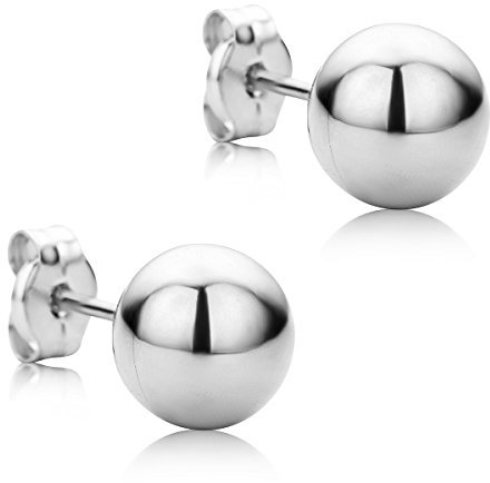 Orovi Schmuck Damen Klassische Zeitlose runde goldene Kugel Ohrstecker elegante Ohrringe aus Weißgold 18 Karat(750) Gold, Durchmesser 7 mm