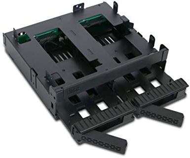 Icy Dock Backplane Rack Rimovibili, Custodia Rack Hot Swap per 2 x HDD/SSD 2.5 SATA/SAS & Ultra Slim/Slim Vassoio Odd per alloggiamento da 5,25 - ExpressCage MB732SPO-B
