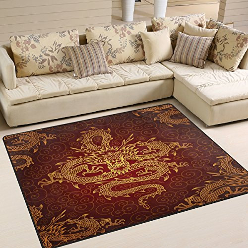 Use7 Tapis motif dragon chinois pour salon, chambre à coucher 203 cm x 147,3 cm