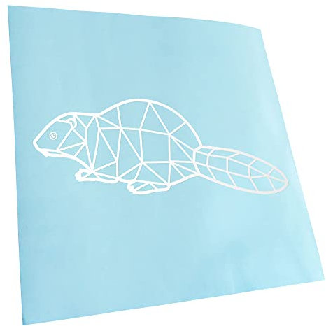 Kiwistar - Autoaufkleber - Biber Polygon - Weiss - 20x8cm - Heckscheibe Auto Aufkleber wetterfest für Kfz LKW Mofa Truck - Sticker außen selbstklebend Tuning Zubehör für Fenster Fahrzeug Scheibe