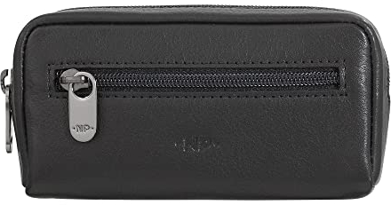 Nuvola Pelle Portachiavi Uomo Donna in Vera Pelle Borsa Astuccio con Cerniera Zip a 2 Anelli Nero