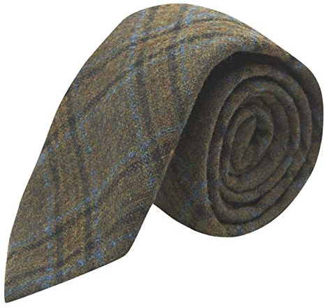 Krawatte, Olivgrün und Braun, kariert, Tweed, Tartan, Plaid