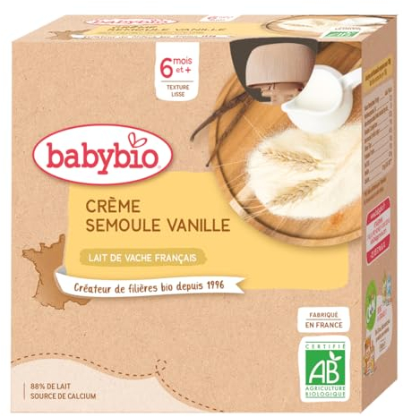Babybio Gourde Crème Semoule Vanille 6+ Mois 340 g