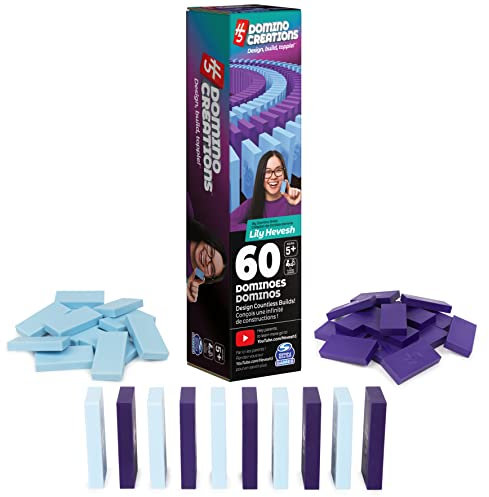 Spin Master Games H5 Domino Creations, 60-teiliges blau/lila Set von Domino Artist Youtuber Lily Hevesh klassisches Familienspiel, für Erwachsene und Kinder ab 5 Jahren
