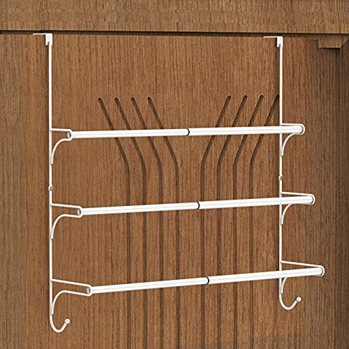 Auledio Triple Porte-Serviettes réglable au-Dessus de la Porte avec Crochets, Blanc