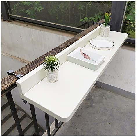 HDZNDH Balkontisch Hängend, Wandklapptisch, Klapptisch Balkon, 5-Fach verstellbare Tischplattenhöhe, Balkontisch Klein, Stehtisch Outdoor, für Balkon, Garten (Color : White, Size : 120 * 40cm)