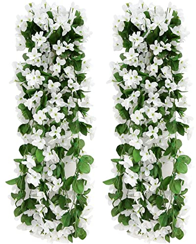 wocpvm 2 Pcs 70CM Lierre Artificiel Fleurs Artificielles Exterieures Mariage Plante Artificielle pour Le Bureau, Décoration De La Maison, Jardin, Fête, Mariage, Blanc