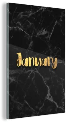 Glasbild Glasfoto Wandbild Bilder Deko 100x150 cm Kalender - Januar - Gold - Marmor