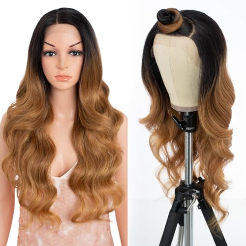 Style Icon Perücke Lace Front Wig Human Hair Quality Long Wavy Curly Synthetic Hair Wigs for Women 26 inches Heat Resistant Fiber 150% Density (13? Lace 26 Inch, SOP43026)