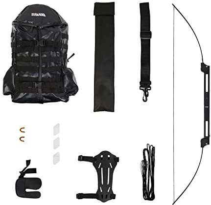 BRANKA - Tactical Set, Rucksack, Bogen, Zubehör, Fingertab, Armschutz, Pfeilauflage - Outdoor, Wandern, Bogensport, Anfängerbogen (Oliv-Grün)