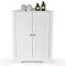 COSTWAY Badezimmerschrank Ecke, Eckschrank Bad mit 2 Lamellentür, Badschrank Unterschrank Holz, Aufbewahrungsschrank für Badezimmer, Küche, Wohnzimmer, 45 x 45 x 81,5 cm, weiß