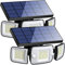 INTELAMP Faretti Solari a Led da Esterno 6000mAh Faretto Solare Proiettori per Esterni 1200LM Faro Led Esterno con Pannello Solare e Sensore di Movimento Luci Lampione Lampada Garage Giardino