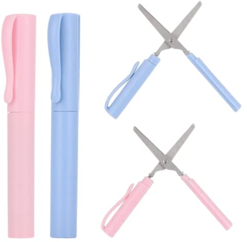 2 Pack Portable Pen Shape Scissors Small Paper Scissor Creative Safe Folding Scissors DIY Multifunction Paper Cutting Art Tool for Office School