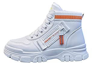 JUANMAO Stiefel mit Nieten Blockabsatz Damen Trekking & Wanderhalbschuhe Damen Hohe Stiefel Strick Herbst Winter Damen Hohe Langschaft Stiefel Schuhe Spitze Orange 40