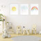 Bilder Kinderzimmer Poster Babyzimmer Mädchen Deko Boho Wandbilder Regenbogen Wolken Sonne Ohne Rahmen für Wohnzimmer Schlafzimmer Wandbild Kinder Junge Mädchen(Farbe)