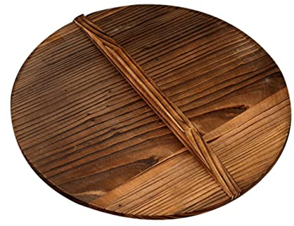 Alipis Wooden Pot Lid Retro Wok Lid 36cm Carbonized Fir Wood Anti-overflow Cover for Traditional Iron Woks Suitable for Stove Cooking