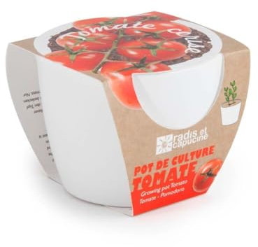 Radis et Capucine - Pot de culture en céramique - Tomates Cerise bio - 8 cm