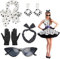 KANOSON Rockabilly Accessoires Damen Schwarz Weiß, 50er Jahre Kleider Damen Accessoires, Rockabilly Haarschmuck Polka Dot Ohrringe Katzenaugen Chiffon Schal Handschuhe Für 50er Jahre Mottoparty