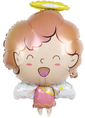 DIWULI Engel Ballon - Taufe Deko Mädchen süß, Deko Rosa