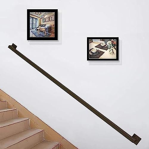 Lonmrrton Black Staircase Handrail, Galvanized Industrial Square Pipe Stair Railing, Indoor Outdoor Wall Mounted Stairs Banister Handrail - Complete Kit (Size : 11ft/330cm)