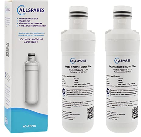 AllSpares Wasserfilter für Kühlschrank geeignet für LG LT1000P / AGF80300704 / ADQ74793501 (2 Stück)