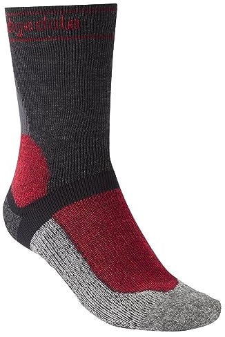 Bridgedale MTB Winter-Weight T2 Merino Herren Mountainbike-Socken, Graphit/Rot, M
