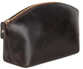 Premium Kosmetiktasche Damen Leder - Luxuriöse Schminktasche Damen Leder mit großem Fach - Elegante und langlebige Make-Up Tasche für Reisen und Täglichen Gebrauch Avanza Chestnut