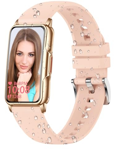 ECOSOON Smartwatch Damen, Fitnessuhr Damen Fitness Tracker IP68 Wasserdicht Uhr mit Schrittzähler Damen mit 123 Sportmodi, Pulsmesser, SpO2, Schlafmonitor, Pulsuhr Damen Schrittzähler Uhr Damen Schmal