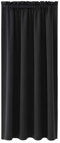 NAKIHOUSE Black Blackout Curtains, Thermal Curtains 63 Inch Drop Slot Top Curtains, Single Curtain for Door Doorway Window Living Room Bedroom, 1 Panel