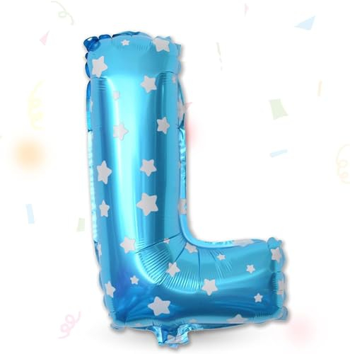 FUNXGO Folienballon Buchstaben Blau L - Buchstaben Luftballon Klein L - ca. 40cm Nur Luftfüllung - Ideal für Geburtstag, Hochzeit & Party Deko - Ballon Buchstabe L Blau