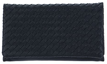 Abro Leather Piuma Weaving Clutch Bag S Navy