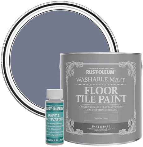 Rust-Oleum Blue Washable Matt Floor Tile Paint, Matt Finish - Hush 2.5L