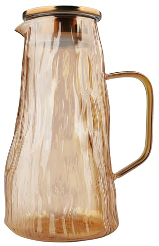 Pichet en verre, Carafe eau, Bouteille verre 1,8l, Carafe en verre, Bouteille en verre avec couvercle et bec verseur, Adaptée pour le thé glacé fait maison, les jus de fruits